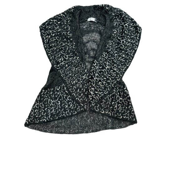 JON & ANNA WOMEN'S BLACK/WHITE COZY SLEEVELESS CARDIGAN SZ L/XL - Picture 1 of 3